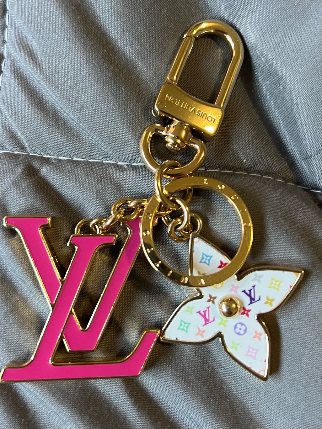 Louis Vuitton Pink & White Monogram Flower Keychain Charm